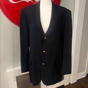Brooks Brothers x Loro Piana Navy 3 Button Blazer with Gold Buttons size 44R